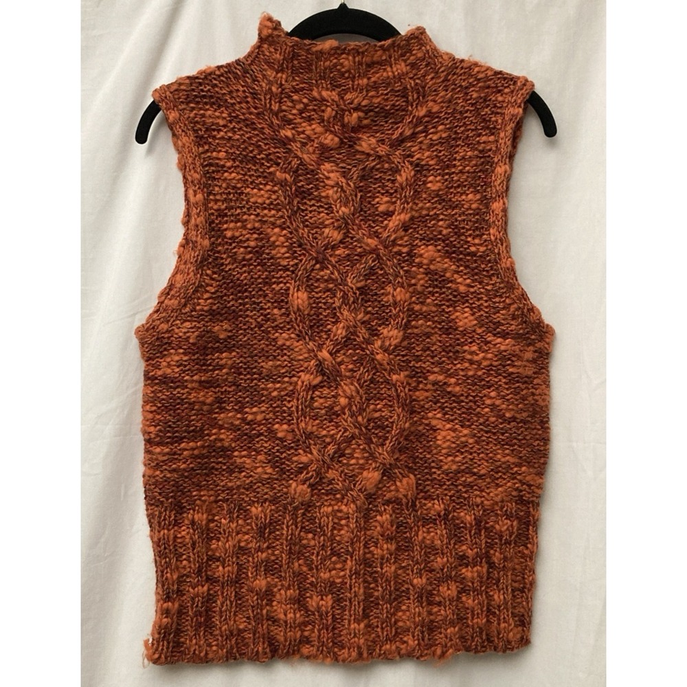 Finity‎ Studios Women's Orange Multicolor Sleeveless Knit Sweater - SZ L